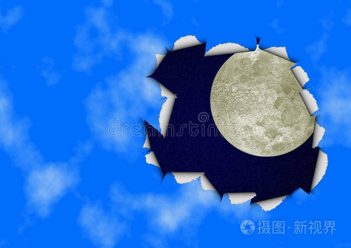 渲染月亮蓝月亮满月月亮升起黑暗天空中的月亮天上的大月亮满月和云彩