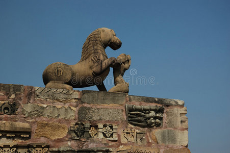 印度哈吉拉霍的狮子雕像