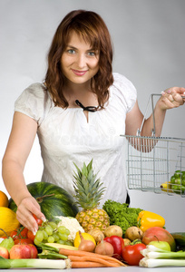 水果蔬菜女人图片