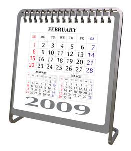 铝和铬桌面日历2009