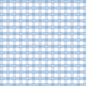 方格和心形无缝背景,淡蓝色照片