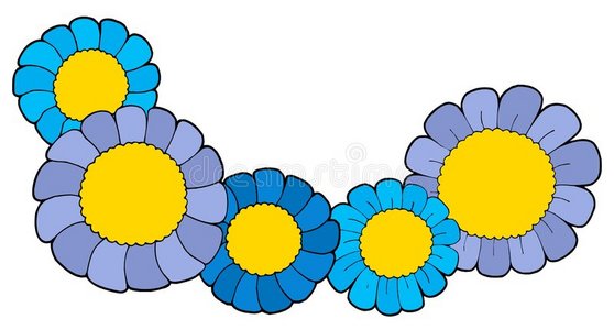 可爱的蓝色花朵矢量插图图片
