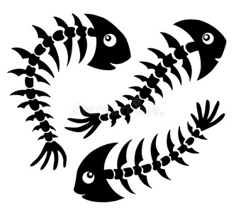 蓝色图标鱼骨头无缝图案背景矢量图鱼骨的矢量图像一对鱼骨鱼骨各种