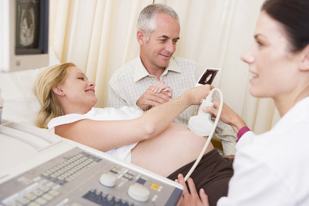 孕妇接受医生超声波检查