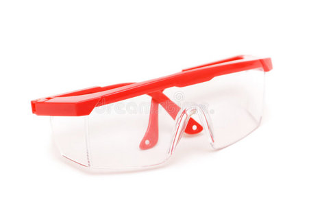 隔离的红色安全眼镜