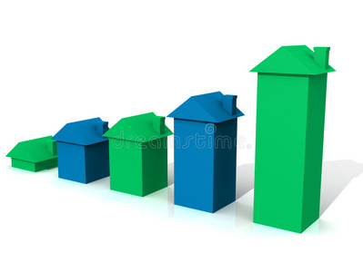 蓝绿立体房屋图图片
