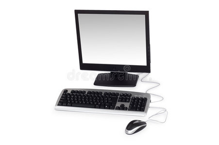 在白色背景上隔离的台式计算机