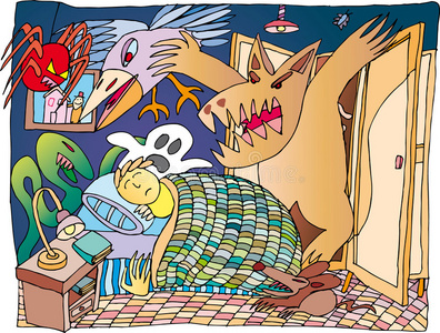 睡觉害怕图片-睡觉害怕素材-睡觉害怕插画-摄图新视界