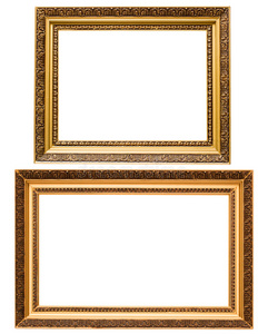 ps镀金素材两个单独的镀金木制相框照片