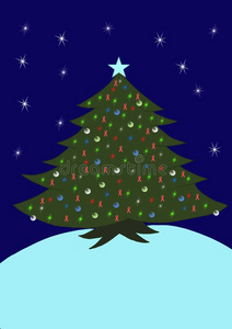 彩带装饰的圣诞树
