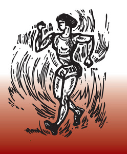 竞走竞走海报竞走运动员时装插画的女子竞走女子竞走的剪影竞走马拉松