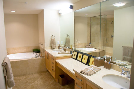 带现代浴缸的设计师浴室