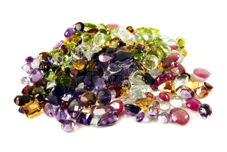 一堆松动的宝石照片
