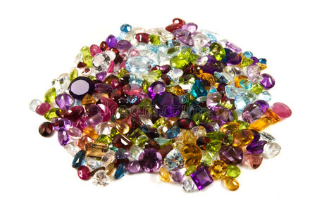 一堆松动的宝石照片