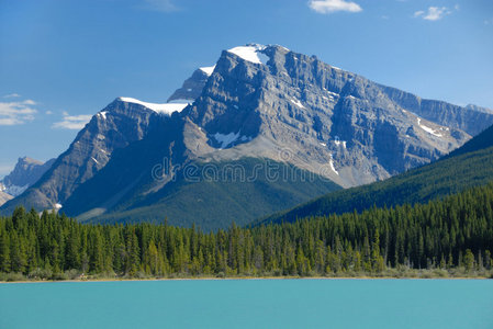 加拿大落基山脉宁静的湖景