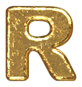 金色字体。字母r。