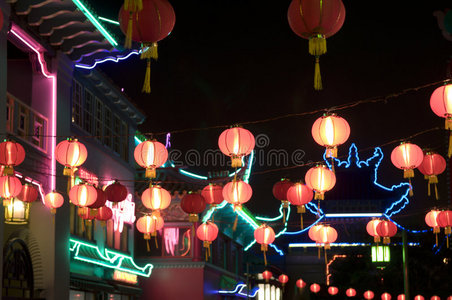 唐人街灯光图片