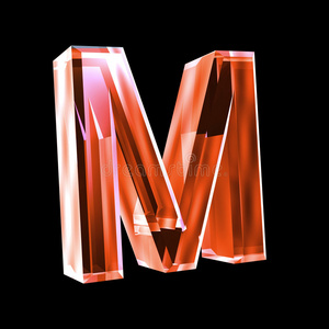 红色玻璃3d中的字母m