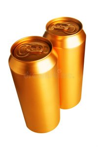 两个金啤酒罐