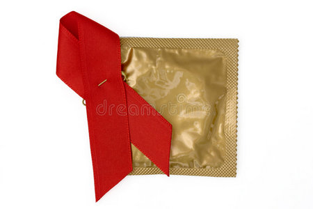 艾滋病意识和纪念丝带及避孕套
