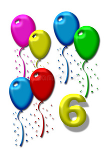 六个彩色气球照片