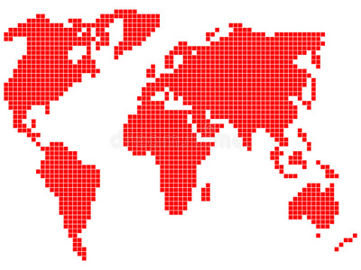 三维球面世界地图,抽象矢量背景世界地图方形点的虚线世界地图马赛