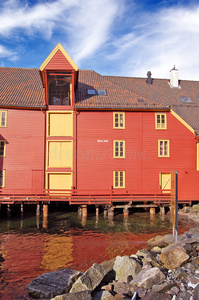 挪威卑尔根的红色历史建筑