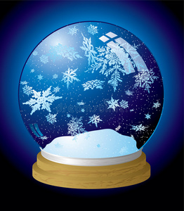 落下 魔术 玻璃 明星 鳞片 雪花 地球 圣诞节 插图 暴风雪