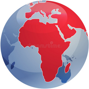 全球插图上的非洲地图