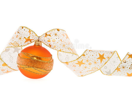 橙色圣诞装饰带卷曲