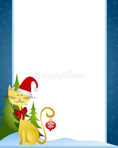 卡通圣诞猫边框