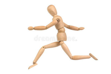 奔跑的木制人体模型