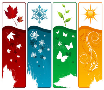 和四个季节四个季节四弦琴吉他的有趣小男孩全景图亚视四骑自行车的人