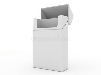 打开的香烟打开白色隔离的空烟盒照片