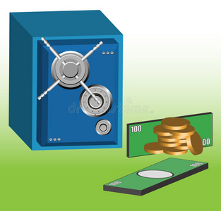 银行金库和货币照片
