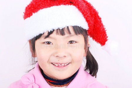 戴圣诞帽的亚洲女孩