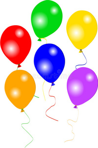 六个五颜六色的派对气球照片