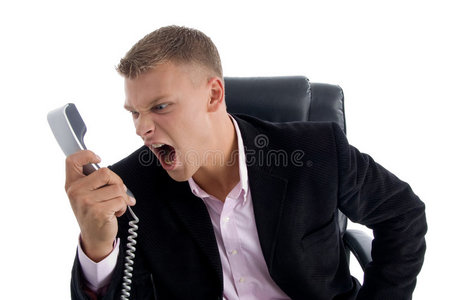 愤怒的经理在电话里大喊大叫图片
