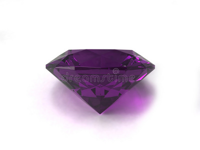 紫水晶宝石。 正面视图。