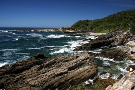 风暴 求助 美丽的 风景 南方 岩石 日光 海岸线 浪漫的