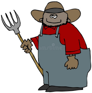 拿着干草叉的农夫照片