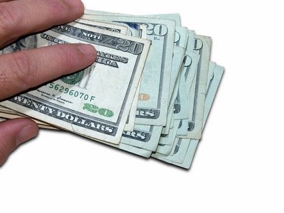 一千美元持有一千美元(带剪辑路径)照片