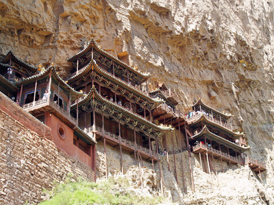 瓷器 纪念碑 寺庙 大同 岩石 自然 地标 攀登 小山 木材