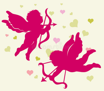 爱神情人节爱神丘比特的剪影.照片