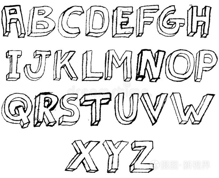黑白grunge3d字母表