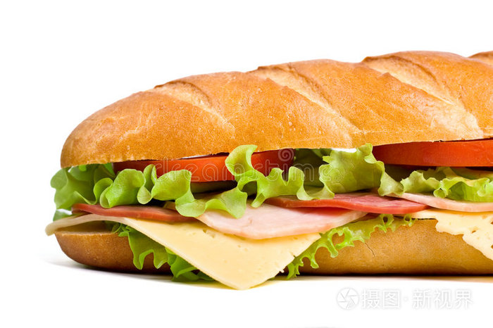 半截长棍面包三明治
