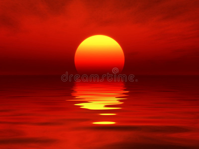 海洋日落红