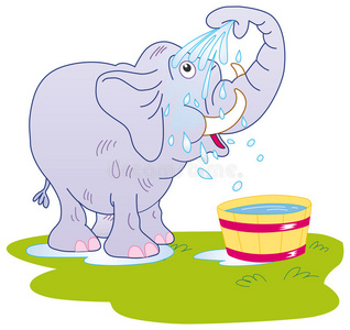 大象洗澡河边的大象粉红色大象卡通人物快乐大象卡通可爱的大象卡通线