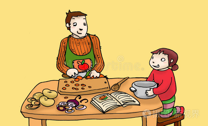 用爸爸的颜色做饭插画-正版商用图片0i9co5-摄图新视界