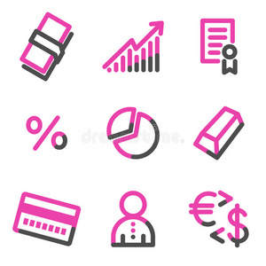 金钱网络图标，粉色轮廓系列